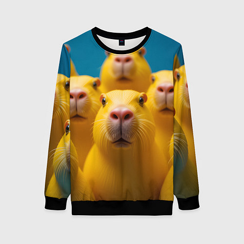 Женский свитшот Желтые капибары / 3D-Черный – фото 1