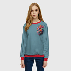 Свитшот женский Яркое сердце из кораллов в морском стиле, цвет: 3D-красный — фото 2