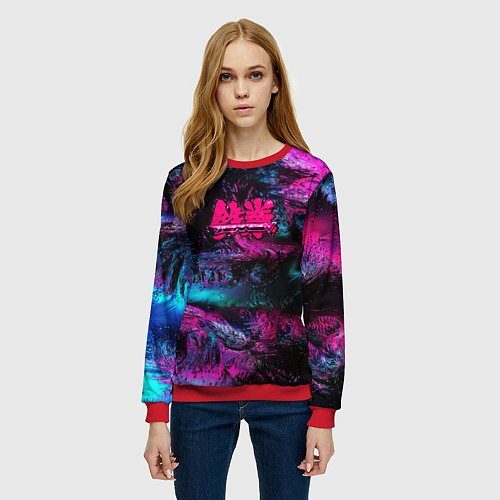 Женский свитшот Tekken neon colors / 3D-Красный – фото 3