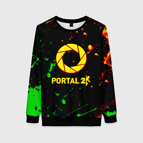 Женский свитшот Portal кислотные краски / 3D-Черный – фото 1