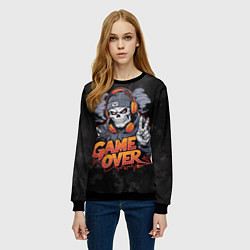 Свитшот женский Скелет геймер с геймпадом, цвет: 3D-черный — фото 2