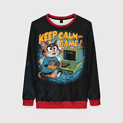 Свитшот женский Котик игроман, цвет: 3D-красный