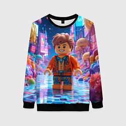 Свитшот женский Roblox в неоновом городе, цвет: 3D-черный