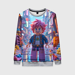 Свитшот женский Роблокс с розовыми волосами, цвет: 3D-меланж