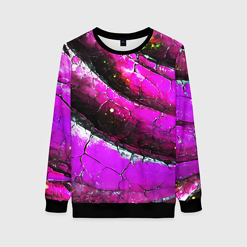 Женский свитшот Розовая волнистая абстракция / 3D-Черный – фото 1