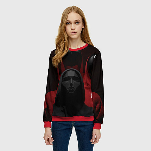 Женский свитшот Игра в кальмара ведущий и солдаты / 3D-Красный – фото 3