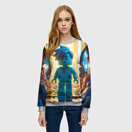 Женский свитшот Роблокс таинственный человечек / 3D-Меланж – фото 3