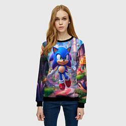 Свитшот женский Соник в красочной стране, цвет: 3D-черный — фото 2