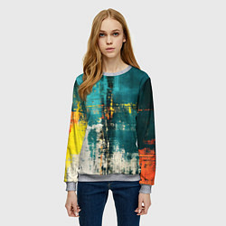 Свитшот женский Ржавчина сине-белая, цвет: 3D-меланж — фото 2