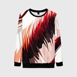 Женский свитшот Чёрно-красные острые полосы на белом фоне