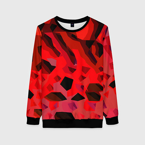 Женский свитшот Чёрно-красная пористая абстракция / 3D-Черный – фото 1