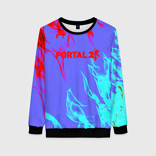 Женский свитшот Portal 2 neon flame steel / 3D-Черный – фото 1