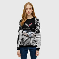 Свитшот женский Chevrolet Corvette - motorsport racing team, цвет: 3D-черный — фото 2