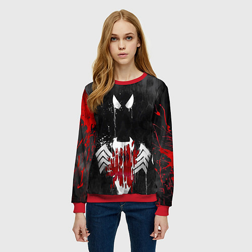 Женский свитшот Человек паук и веном / 3D-Красный – фото 3