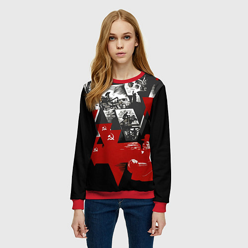 Женский свитшот Советская экономика - Владимир Ленин / 3D-Красный – фото 3