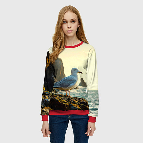 Женский свитшот Морская чайка / 3D-Красный – фото 3