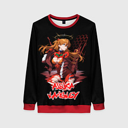 Свитшот женский Аска Ленгли с копьем - Евангелион, цвет: 3D-красный