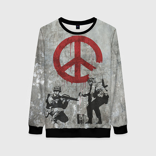 Женский свитшот Banksy - peace / 3D-Черный – фото 1