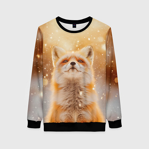 Женский свитшот Рыжая довольная лисица / 3D-Черный – фото 1