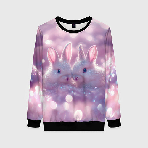 Женский свитшот Влюбленные зайчики / 3D-Черный – фото 1