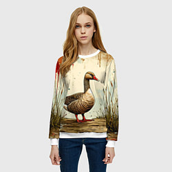 Свитшот женский Гусь, цвет: 3D-белый — фото 2