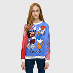 Свитшот женский Микки Маус и Дональд Дак играют в баскетбол, цвет: 3D-белый — фото 2