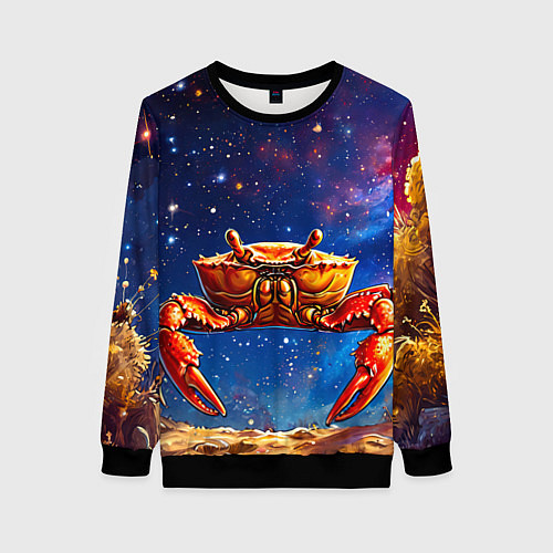 Женский свитшот Краб в космосе / 3D-Черный – фото 1