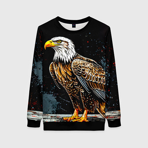 Женский свитшот Статный белоголовый орлан / 3D-Черный – фото 1