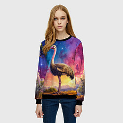 Свитшот женский Страус и звездное небо, цвет: 3D-черный — фото 2