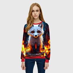 Свитшот женский Песец в огне, цвет: 3D-красный — фото 2