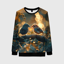 Свитшот женский Влюбленные птички, цвет: 3D-черный