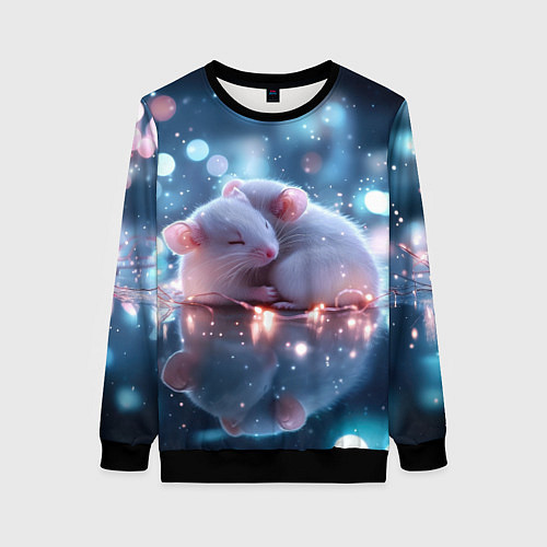 Женский свитшот Милые влюбленные мышки / 3D-Черный – фото 1