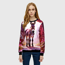 Свитшот женский Осел в розовом свете, цвет: 3D-черный — фото 2