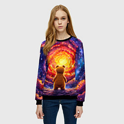 Свитшот женский Медвежонок смотрит в космос, цвет: 3D-черный — фото 2