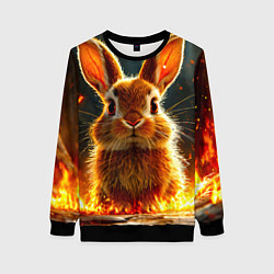 Свитшот женский Зайчик в огне, цвет: 3D-черный