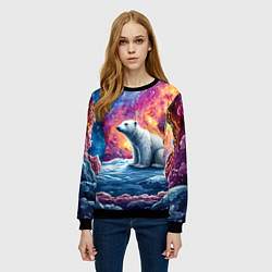 Свитшот женский Белый медведь и звездное небо, цвет: 3D-черный — фото 2