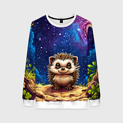 Свитшот женский Ежик и звездное небо, цвет: 3D-белый