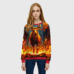 Свитшот женский Лось в огне, цвет: 3D-красный — фото 2