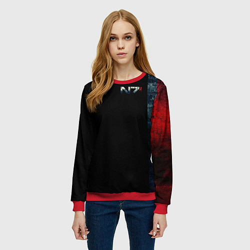 Женский свитшот Shepard N7 - светлый / 3D-Красный – фото 3