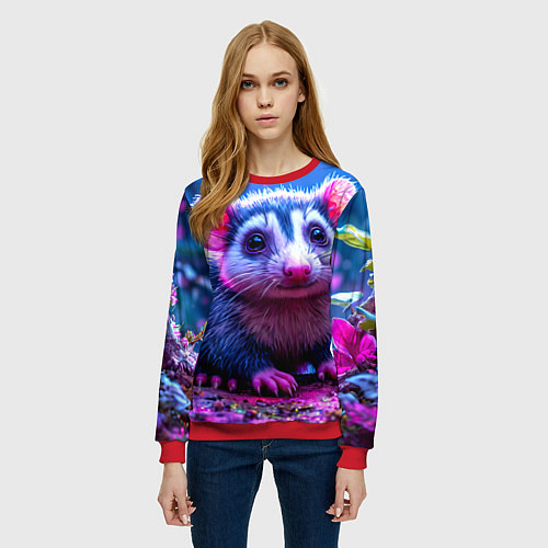 Женский свитшот Малыш опоссум / 3D-Красный – фото 3