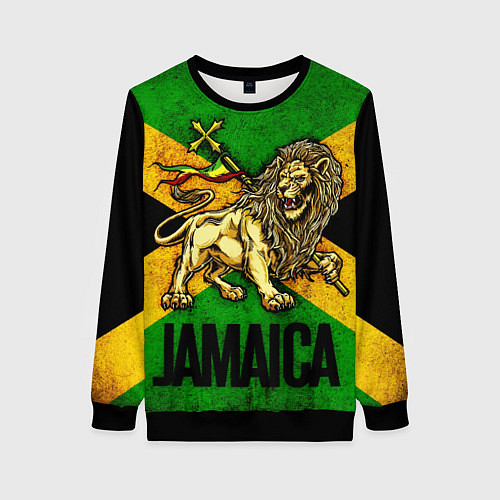 Женский свитшот Jamaica lion flag / 3D-Черный – фото 1