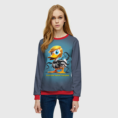 Женский свитшот Веном-утёнок-Трамп коллаба / 3D-Красный – фото 3
