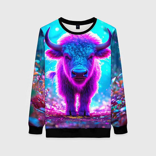 Женский свитшот Белый буйвол / 3D-Черный – фото 1