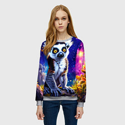 Свитшот женский Лемур и звездная ночь, цвет: 3D-меланж — фото 2
