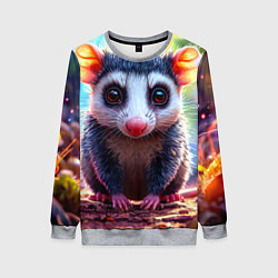 Свитшот женский Опоссум в лесу, цвет: 3D-меланж