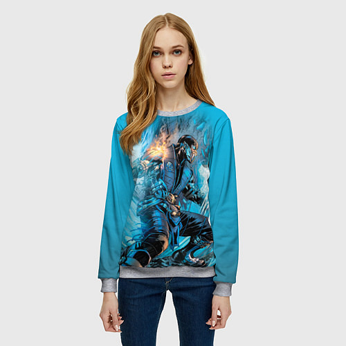 Женский свитшот Mortal Kombat - Sub-Zero / 3D-Меланж – фото 3