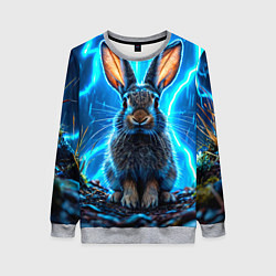 Свитшот женский Заяц в разрядах молний, цвет: 3D-меланж