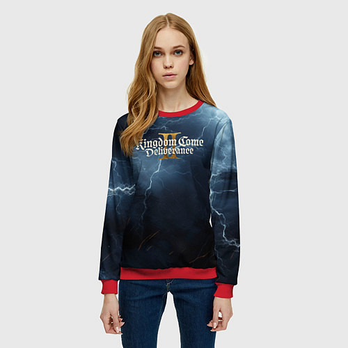 Женский свитшот Kingdom Come Deliverance 2 blue sky / 3D-Красный – фото 3