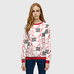 Свитшот женский Сердца и код любви на белом, цвет: 3D-красный — фото 2