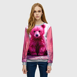 Свитшот женский Розовый медведь, цвет: 3D-меланж — фото 2